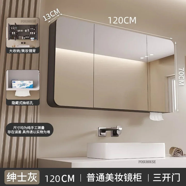 Aero-Alloy Minimalist Mirrored Cabinet with Internal Storage - product detail view 18 by LUMEVORO