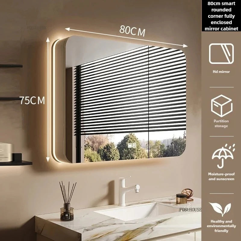 Clarity Capsule Frameless Mirrored Cabinet with Storage - product detail view 15 by LUMEVORO