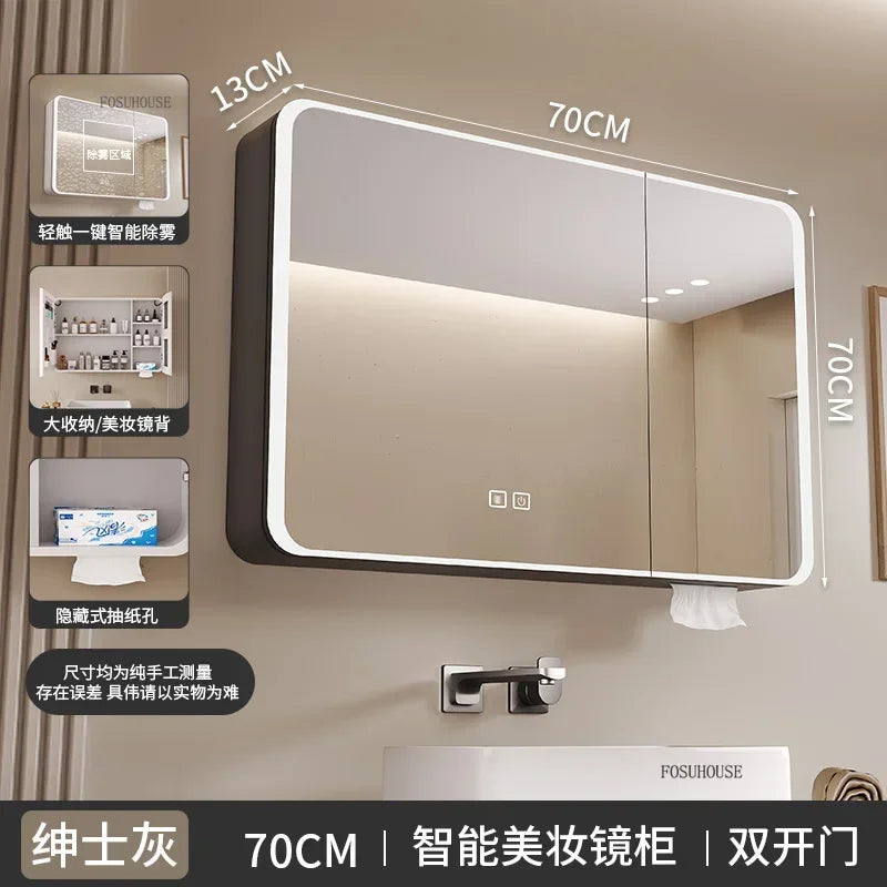 Aero-Alloy Minimalist Mirrored Cabinet with Internal Storage - product detail view 23 by LUMEVORO