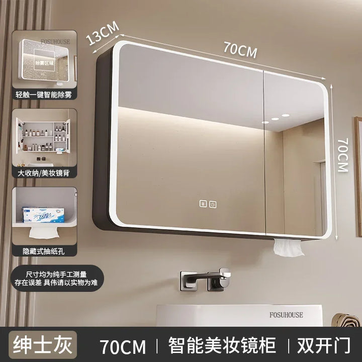 Aero-Alloy Minimalist Mirrored Cabinet with Internal Storage - product detail view 23 by LUMEVORO