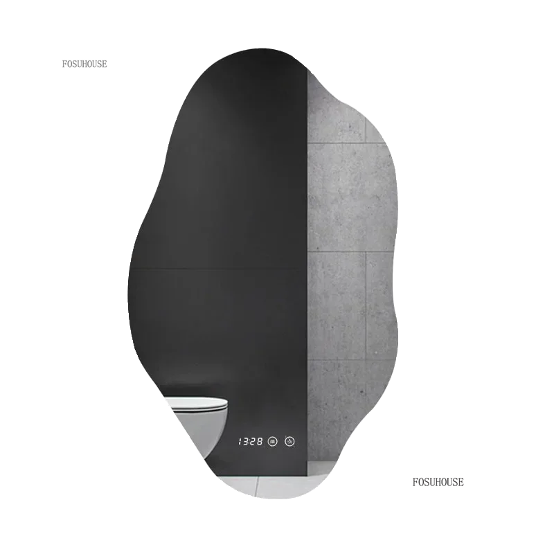 Aura Irregular LED Smart Bathroom Mirror with Defogger - product detail view 6 by LUMEVORO