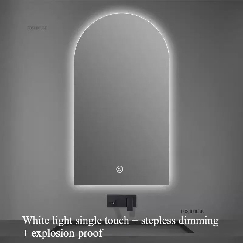 Pure Arch Frameless Polished Edge Wall Mirror - product detail view 23 by LUMEVORO