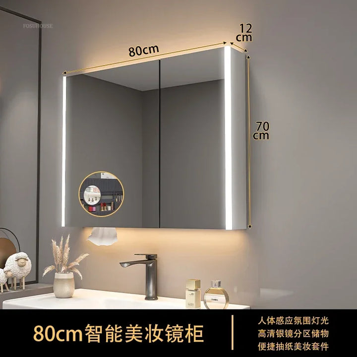 Timber Tech Fully-Enclosed Wood Mirrored Cabinet with Dual Vertical LED - product detail view 17 by LUMEVORO