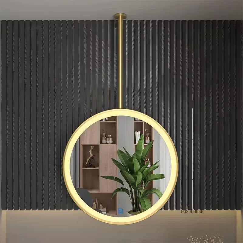 Halo Suspended Round Metal Hanging Mirror - main product view by LUMEVORO