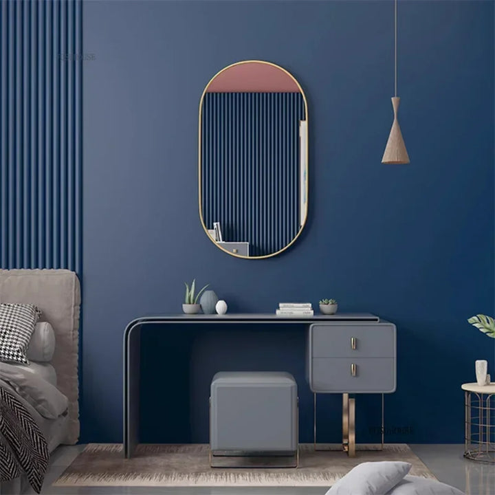 Artisan Gold Metal Framed Wall Mirror with Exposed Joinery - product detail view 2 by LUMEVORO