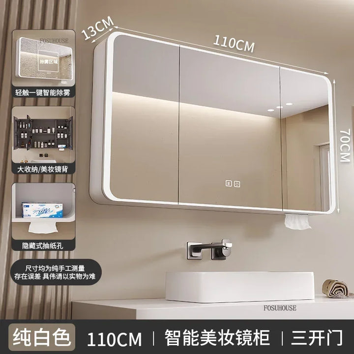 Aero-Alloy Minimalist Mirrored Cabinet with Internal Storage - product detail view 28 by LUMEVORO