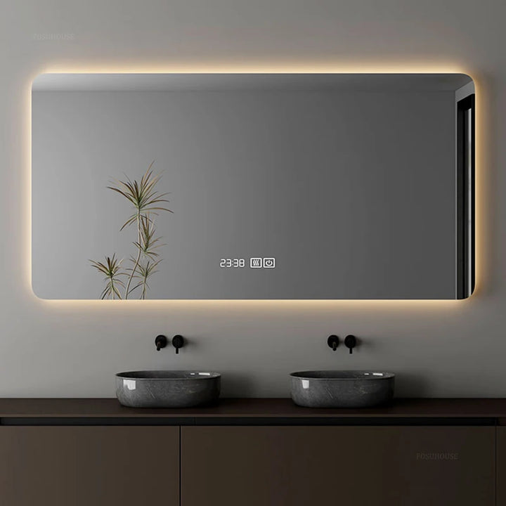 Horizon Panoramic Backlit Smart Mirror with Rounded Corners - product detail view 4 by LUMEVORO