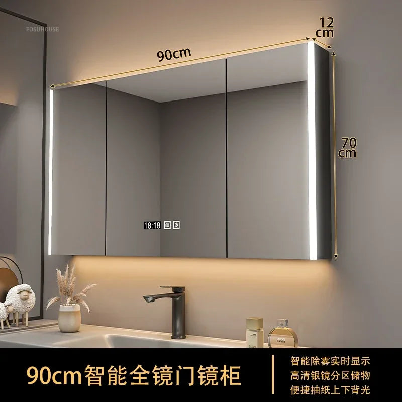 Timber Tech Fully-Enclosed Wood Mirrored Cabinet with Dual Vertical LED - product detail view 34 by LUMEVORO