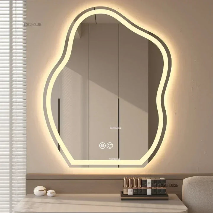 Pebble Irregular Backlit LED Smart Mirror - main product view by LUMEVORO