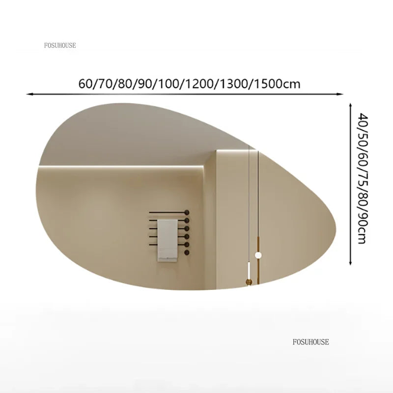 Pure Panoramic Frameless Pill-Shaped Wall Mirror with Polished Edges - product detail view 6 by LUMEVORO