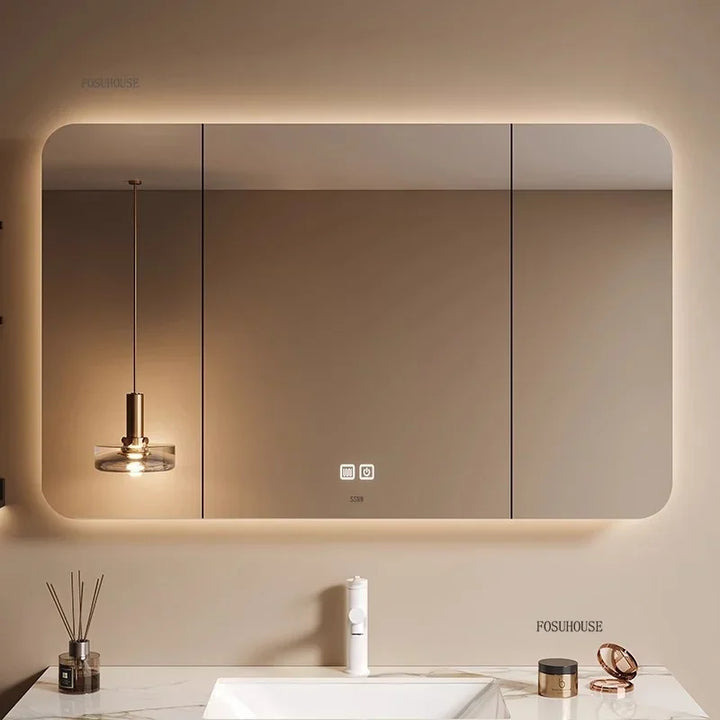 Clarity Capsule Frameless Mirrored Cabinet with Storage - product detail view 3 by LUMEVORO