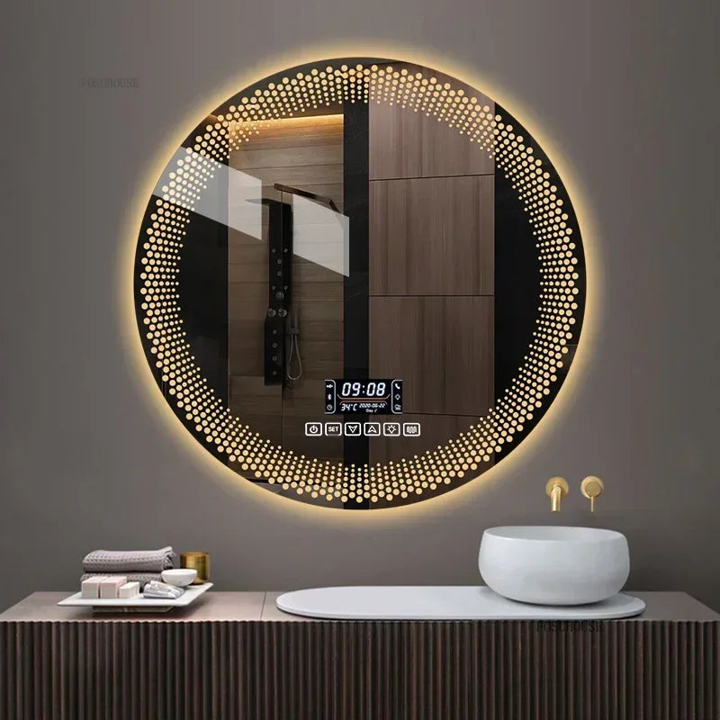 Aura Frosted Rim Frameless Round Wall Mirror - main product view by LUMEVORO