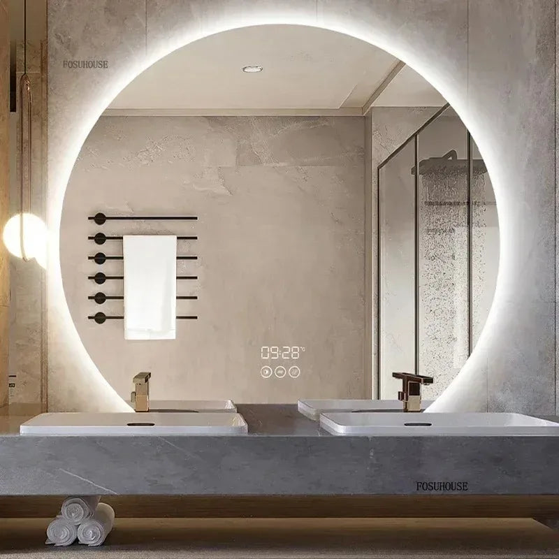 Horizon Sliced Round Frameless Compact Vanity Mirror - product detail view 4 by LUMEVORO