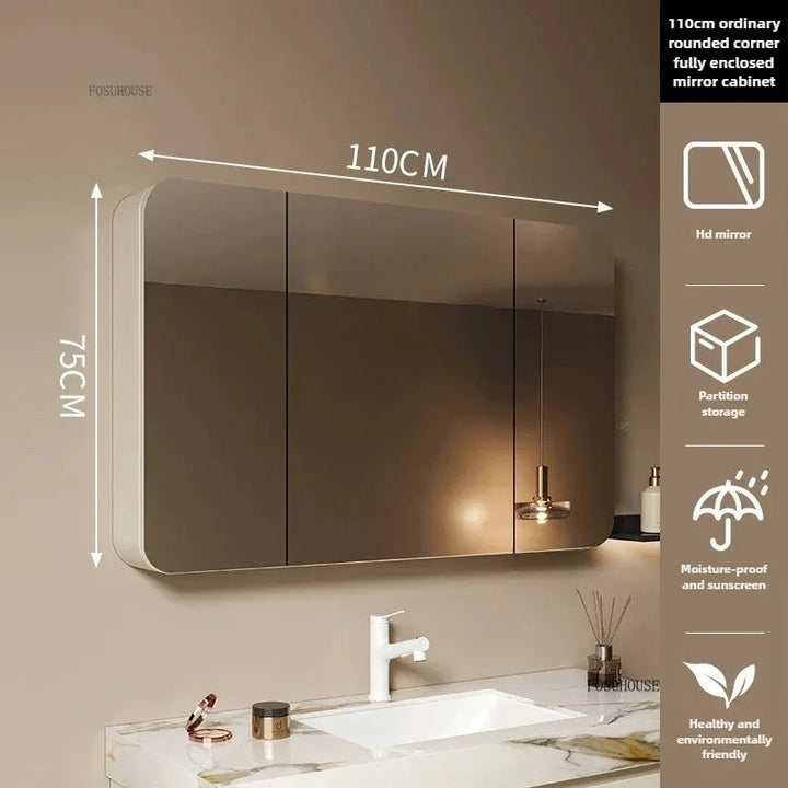 Clarity Capsule Frameless Mirrored Cabinet with Storage - product detail view 12 by LUMEVORO