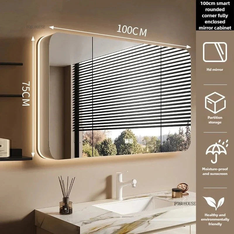 Clarity Capsule Frameless Mirrored Cabinet with Storage - product detail view 14 by LUMEVORO