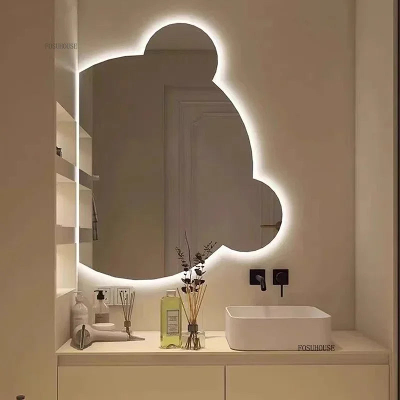Teddy Bear Head Frameless Wall Mirror - product detail view 4 by LUMEVORO