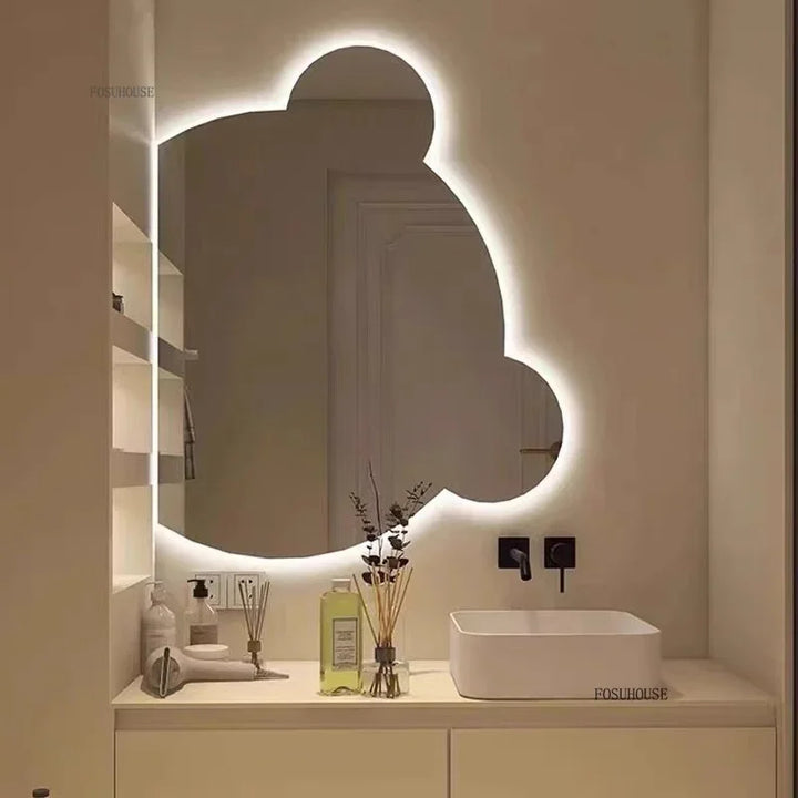 Teddy Bear Head Frameless Wall Mirror - product detail view 4 by LUMEVORO