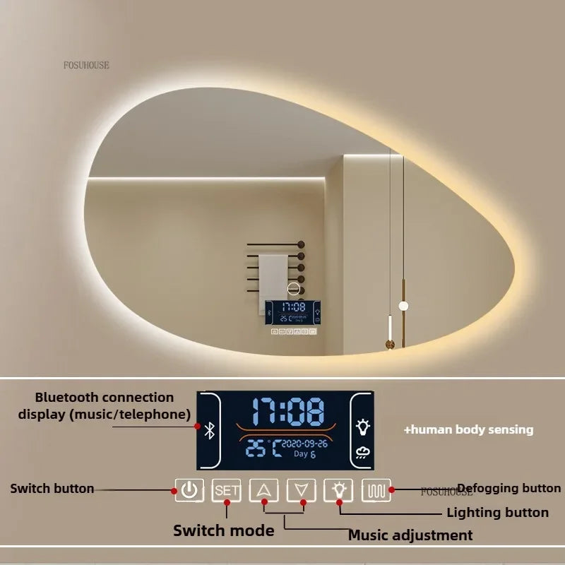 Pure Panoramic Frameless Pill-Shaped Wall Mirror with Polished Edges - product detail view 16 by LUMEVORO