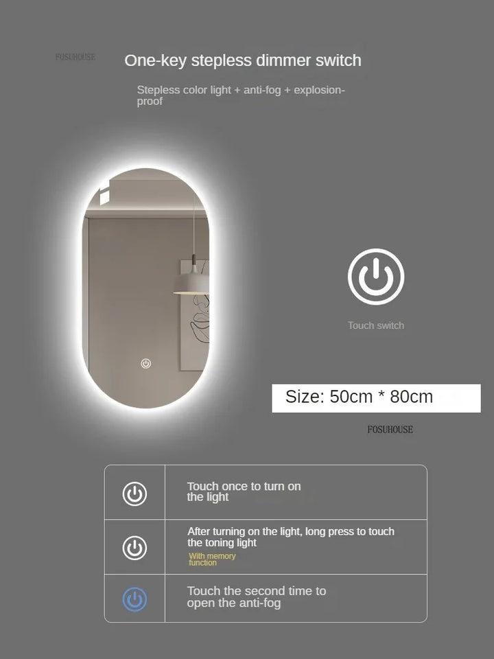 Horizon Capsule Backlit LED Smart Mirror with Digital Clock - product detail view 16 by LUMEVORO