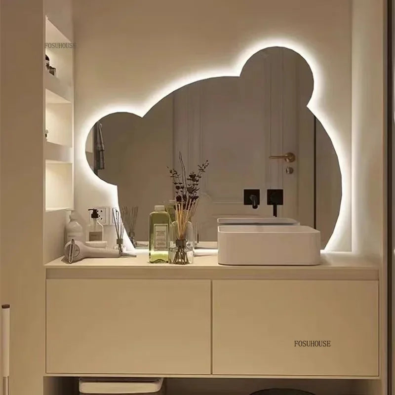 Teddy Bear Head Frameless Wall Mirror - product detail view 7 by LUMEVORO