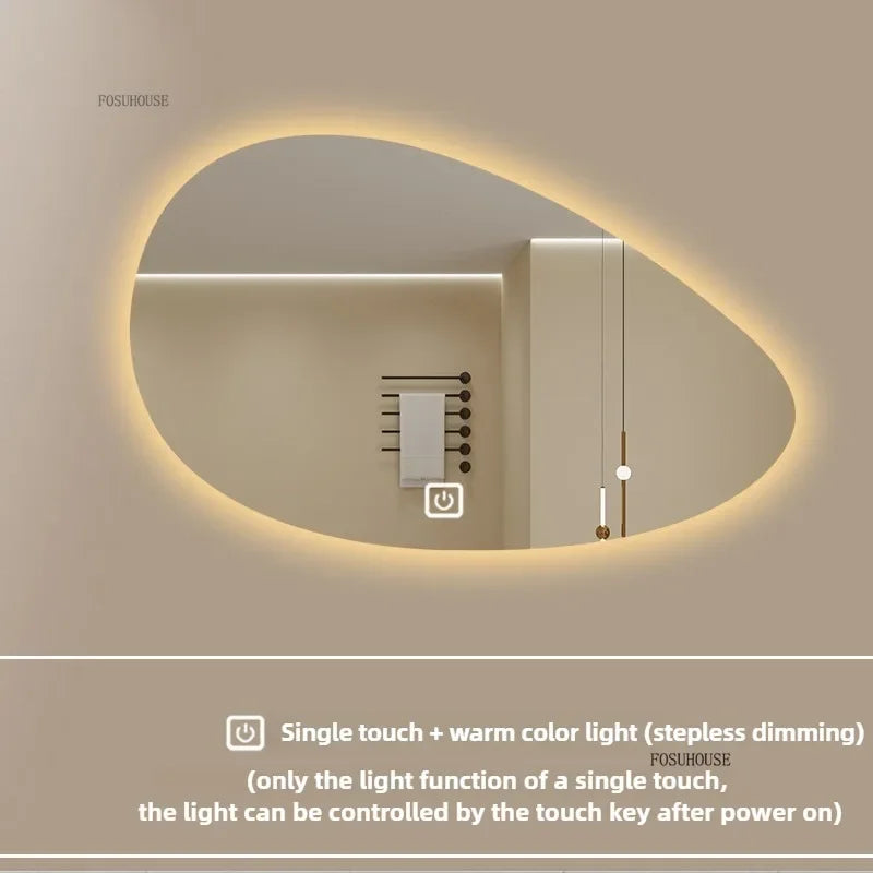 Pure Panoramic Frameless Pill-Shaped Wall Mirror with Polished Edges - product detail view 11 by LUMEVORO