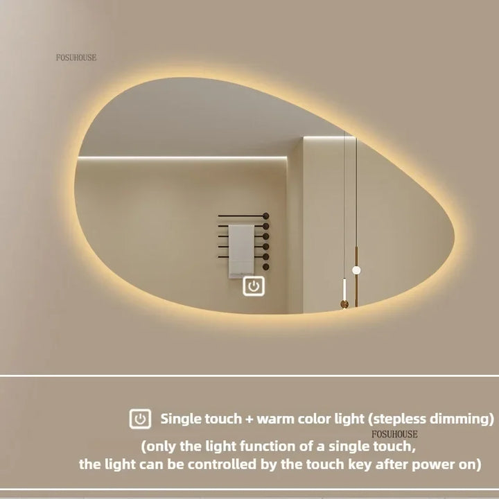Pure Panoramic Frameless Pill-Shaped Wall Mirror with Polished Edges - product detail view 11 by LUMEVORO