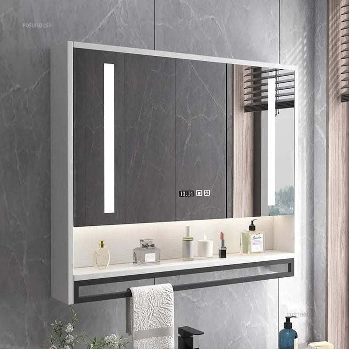 Timber Luxe Semi-Enclosed Mirror Cabinet with Towel Rail - product detail view 4 by LUMEVORO