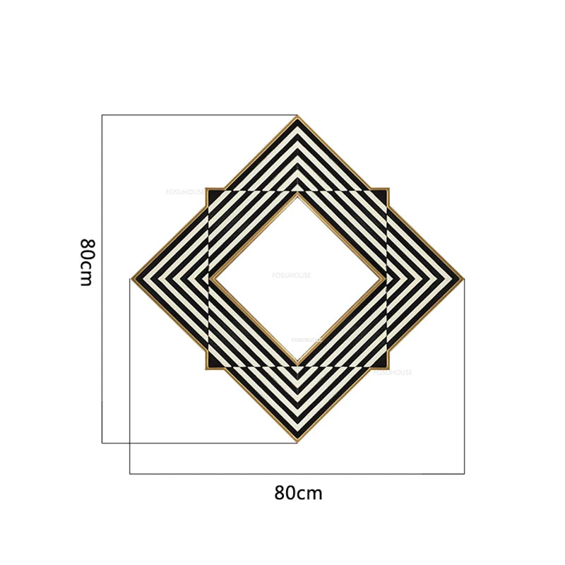 Deco Diamond Black &amp; White Geometric Wall Mirror - product detail view 6 by LUMEVORO