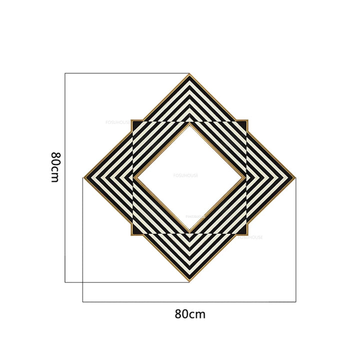 Deco Diamond Black &amp; White Geometric Wall Mirror - product detail view 6 by LUMEVORO