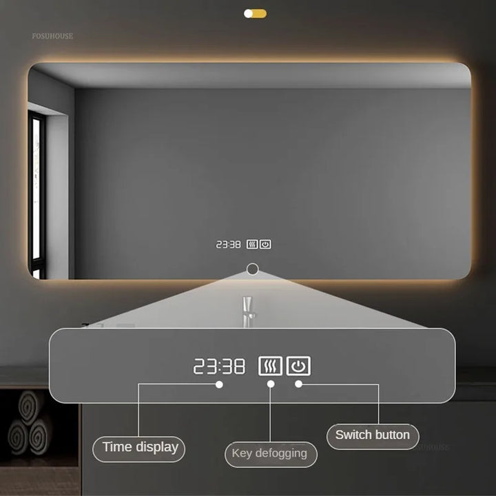 Horizon Panoramic Backlit Smart Mirror with Rounded Corners - product detail view 5 by LUMEVORO