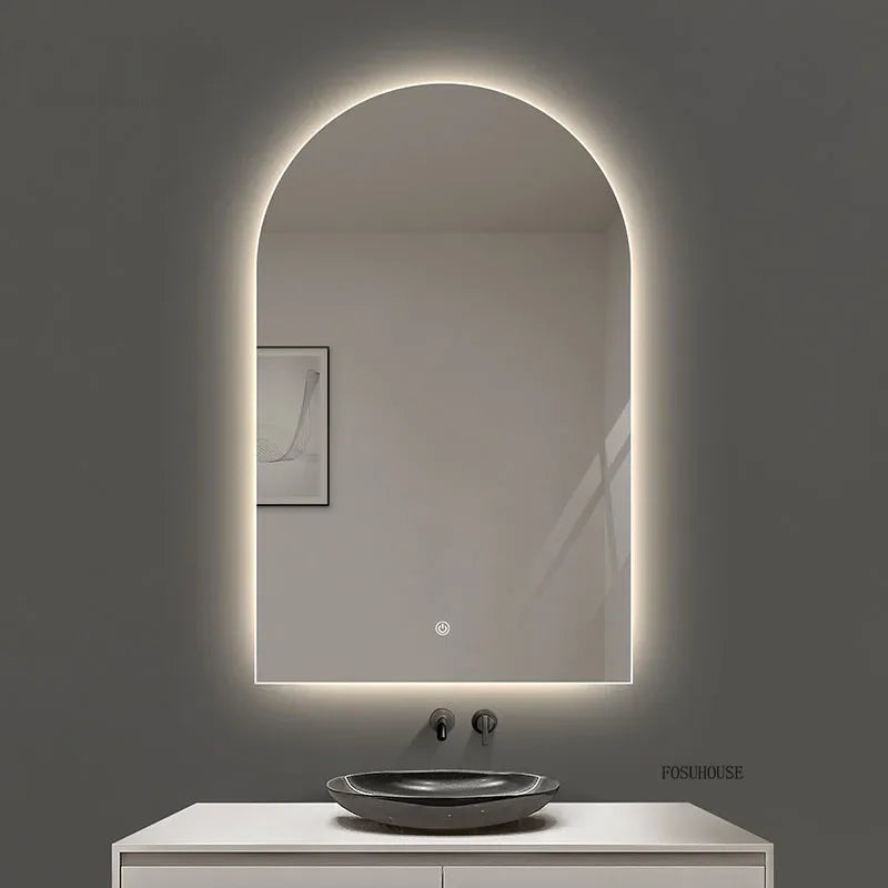 Pure Arch Frameless Polished Edge Wall Mirror - product detail view 4 by LUMEVORO