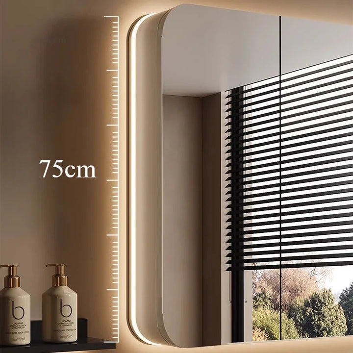 Clarity Capsule Frameless Mirrored Cabinet with Storage - product detail view 5 by LUMEVORO