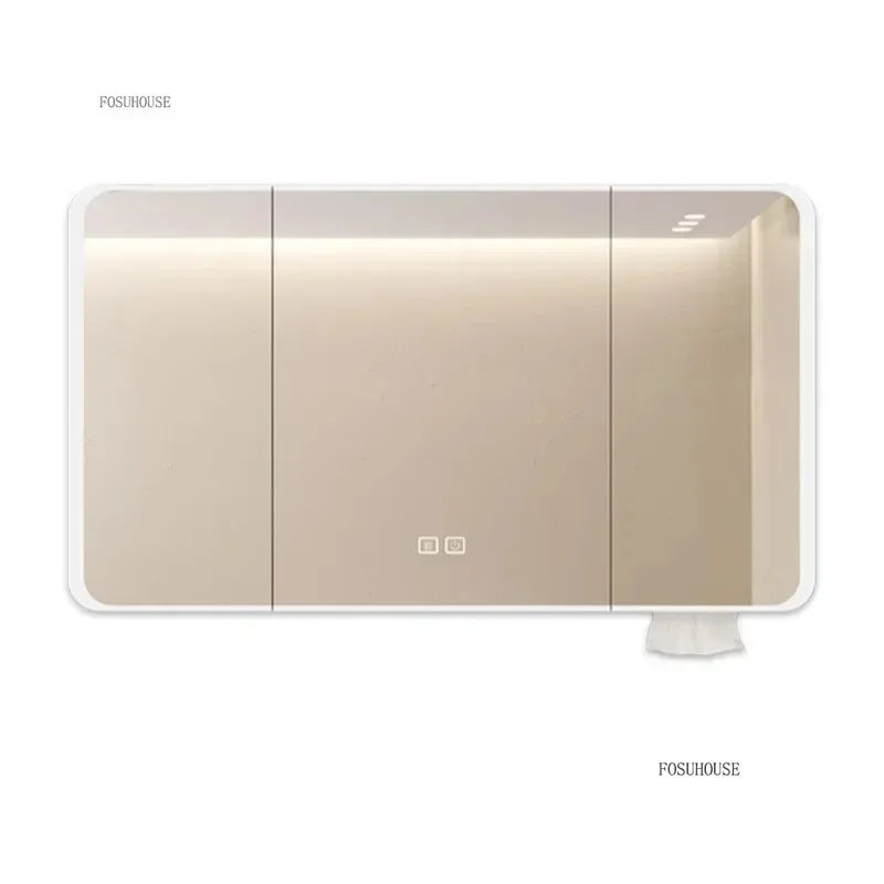 Aero-Alloy Minimalist Mirrored Cabinet with Internal Storage - product detail view 2 by LUMEVORO