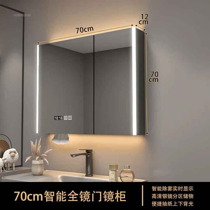 Timber Tech Fully-Enclosed Wood Mirrored Cabinet with Dual Vertical LED - product detail view 20 by LUMEVORO