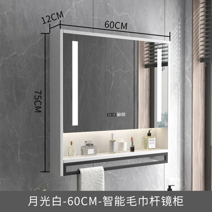 Timber Luxe Semi-Enclosed Mirror Cabinet with Towel Rail - product detail view 20 by LUMEVORO