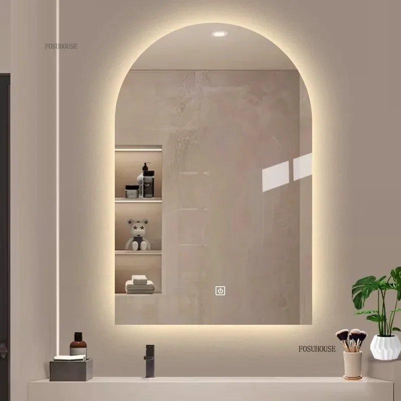 Pure Arch Frameless Polished Edge Wall Mirror - product detail view 5 by LUMEVORO