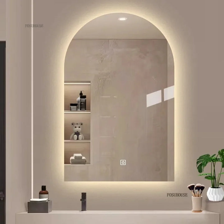 Pure Arch Frameless Polished Edge Wall Mirror - product detail view 5 by LUMEVORO