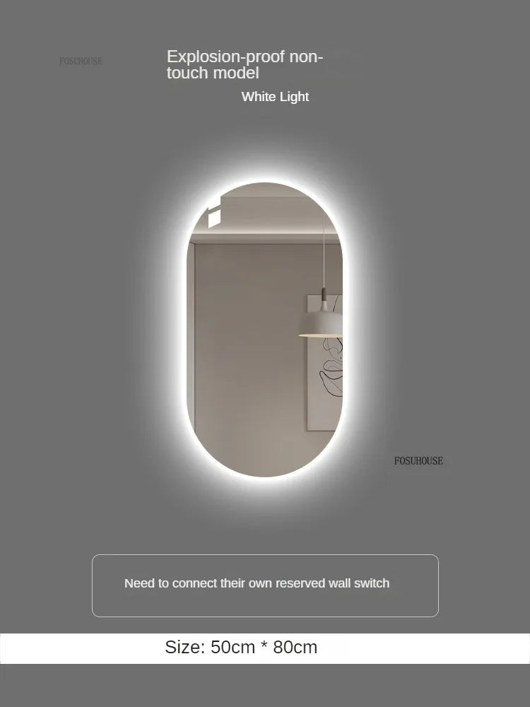 Horizon Capsule Backlit LED Smart Mirror with Digital Clock - product detail view 11 by LUMEVORO