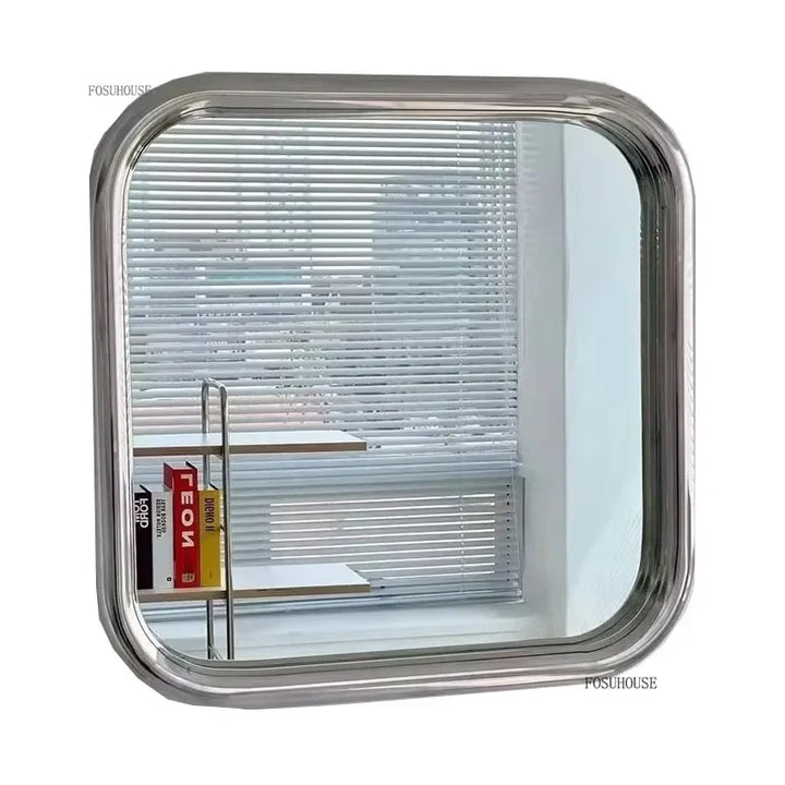Chrome Liquid Square Rounded Retro Wall Mirror - product detail view 6 by LUMEVORO