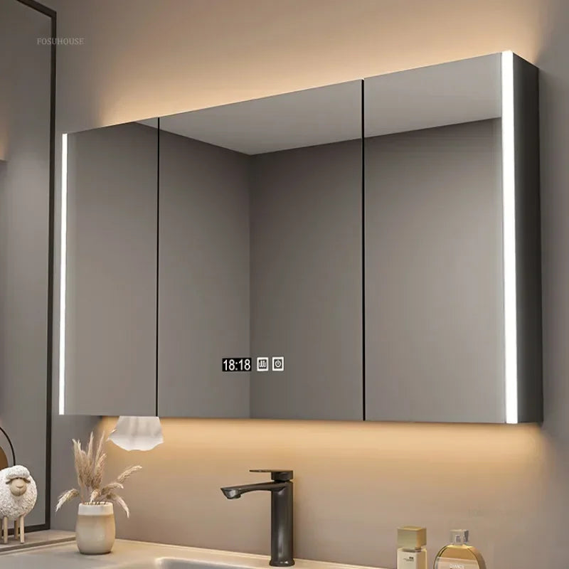Timber Tech Fully-Enclosed Wood Mirrored Cabinet with Dual Vertical LED - main product view by LUMEVORO