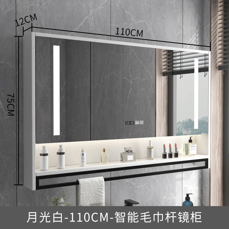 Timber Luxe Semi-Enclosed Mirror Cabinet with Towel Rail - product detail view 16 by LUMEVORO
