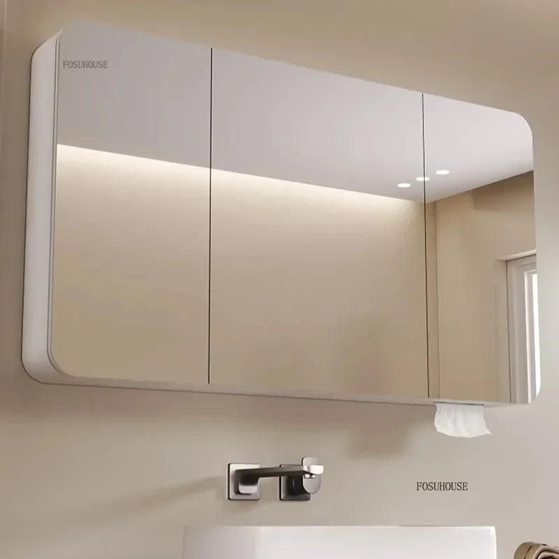 Aero-Alloy Minimalist Mirrored Cabinet with Internal Storage - product detail view 6 by LUMEVORO