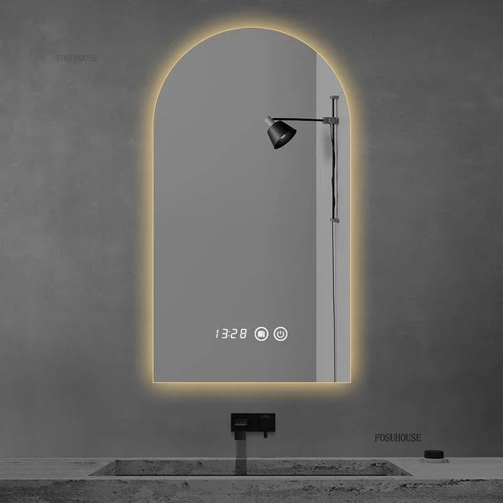 Pure Arch Frameless Polished Edge Wall Mirror - product detail view 2 by LUMEVORO