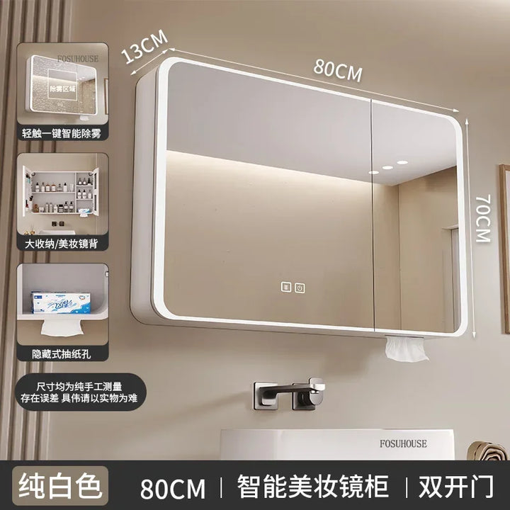 Aero-Alloy Minimalist Mirrored Cabinet with Internal Storage - product detail view 35 by LUMEVORO
