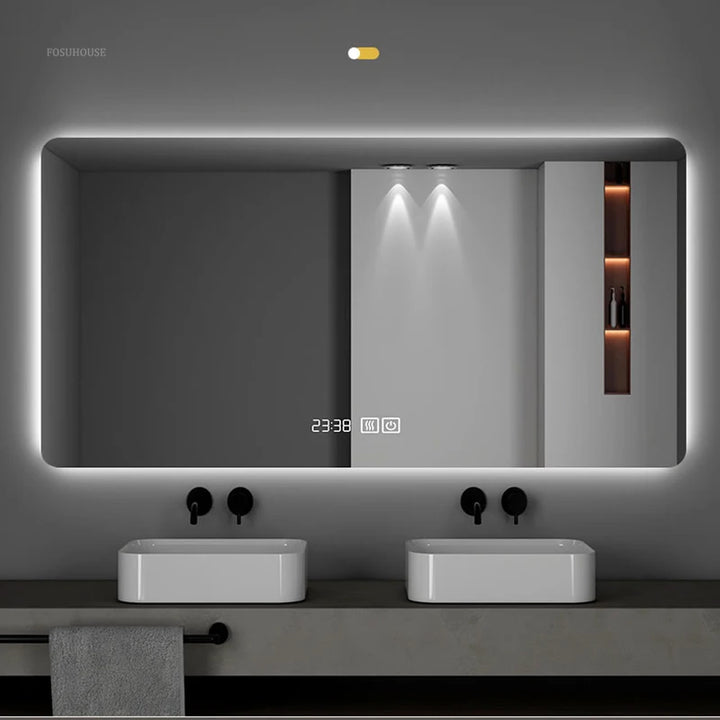 Horizon Panoramic Backlit Smart Mirror with Rounded Corners - product detail view 2 by LUMEVORO