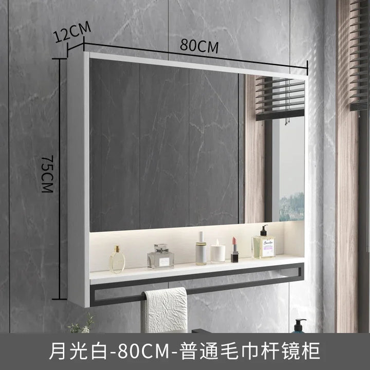 Timber Luxe Semi-Enclosed Mirror Cabinet with Towel Rail - product detail view 28 by LUMEVORO
