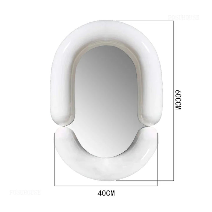 Milan Tubular Glossy White Avant-Garde Wall Mirror - product detail view 18 by LUMEVORO