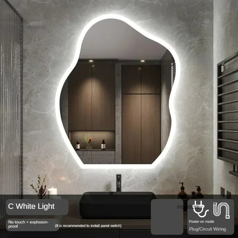 Pebble Irregular Backlit LED Smart Mirror - product detail view 15 by LUMEVORO