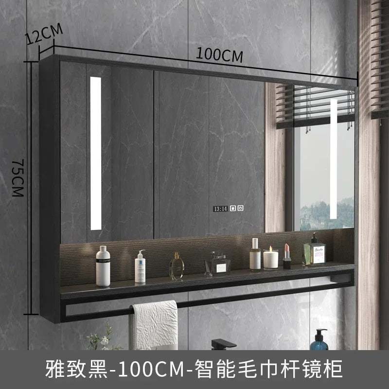 Timber Luxe Semi-Enclosed Mirror Cabinet with Towel Rail - product detail view 19 by LUMEVORO