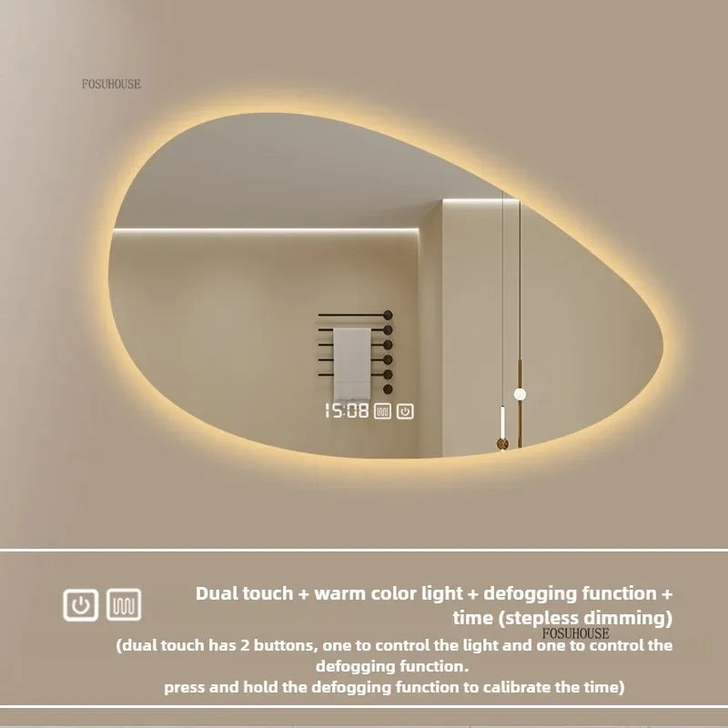 Pure Panoramic Frameless Pill-Shaped Wall Mirror with Polished Edges - product detail view 10 by LUMEVORO